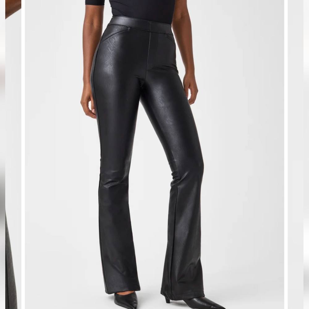 SPANX NWT Faux- Leather Flare Pant, X-Large Tall, Black